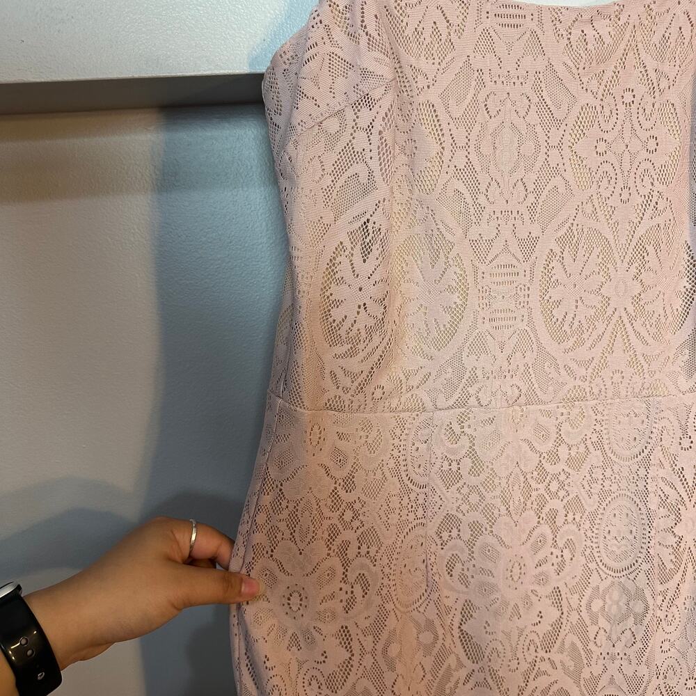 NWT Dress the Population Zahra Sheath Pink Lace Bodycon Midi Dress Size Large - Picture 7 of 12